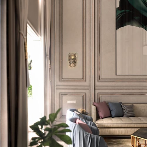 ابليك جدار نيوكلاسيك شرائح كريستال فضي