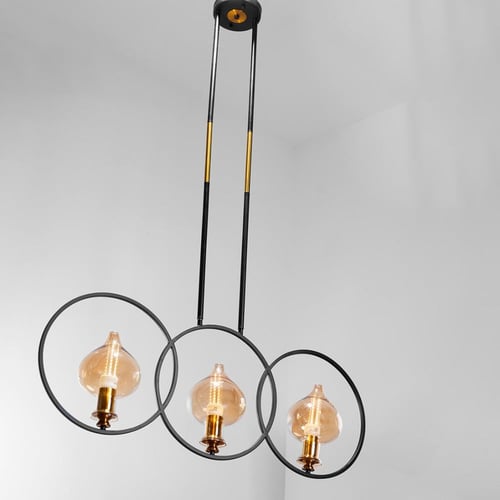 ثريا علاقي مودرن 3 دوائر بزجاج عسلي