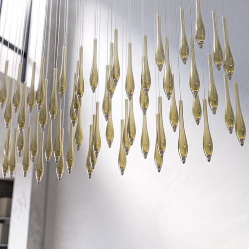 تعليق بالسقف زجاج مع نقط طول 30 سم عسلي