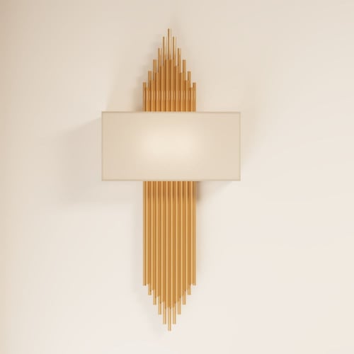 انارة جدار بجرم معدني ذهبي مع قمع قماشي