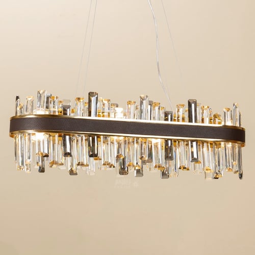 ثريا كرستال مع حزام بني شكل بيضاوي