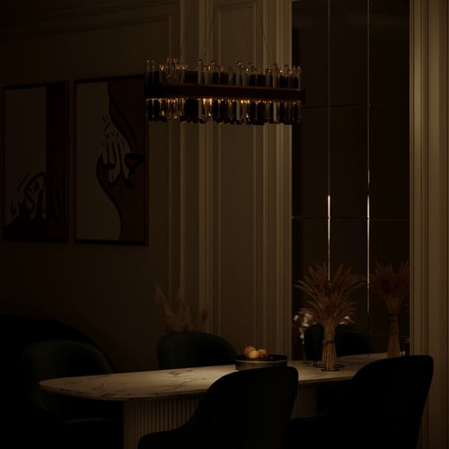 ثريا كرستال مع حزام بني شكل بيضاوي