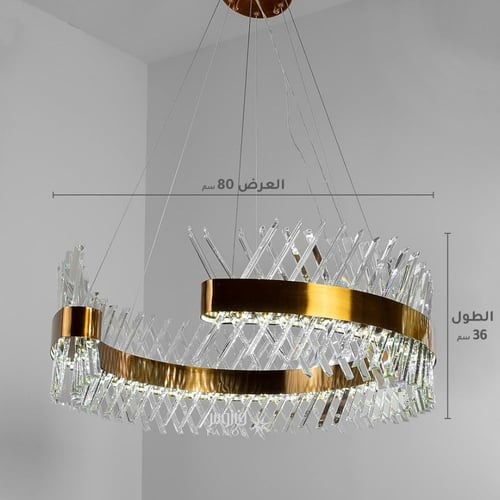 ثريا كريستال تصميم اوروبي دائري بحزام ذهبي