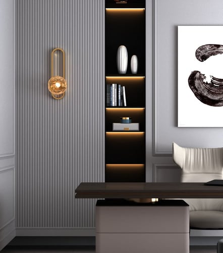 أبليك ذهبي مودرن مع كرة زجاجية مضيئة