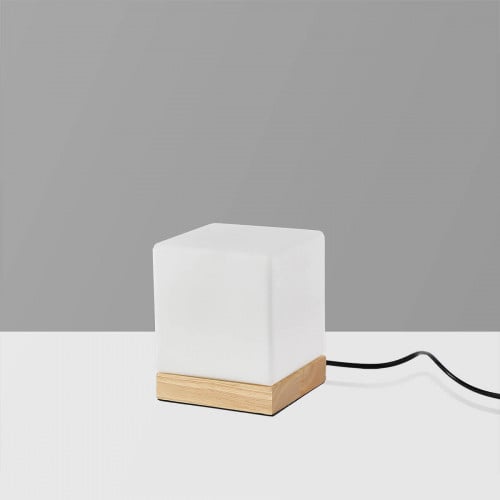 ابجورة طاولة مربعة بقاعدة خشبية