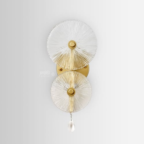 اضاءة جدارية مودرن بدائرتين كريستال ولون ذهبي