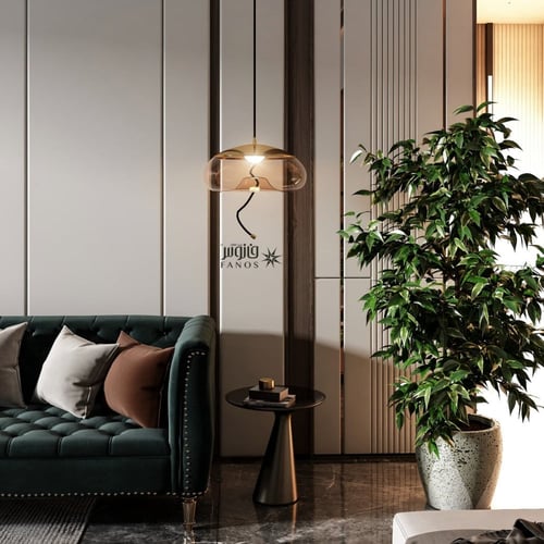 إضاءة معلقة بيضاوي زجاج عسلي