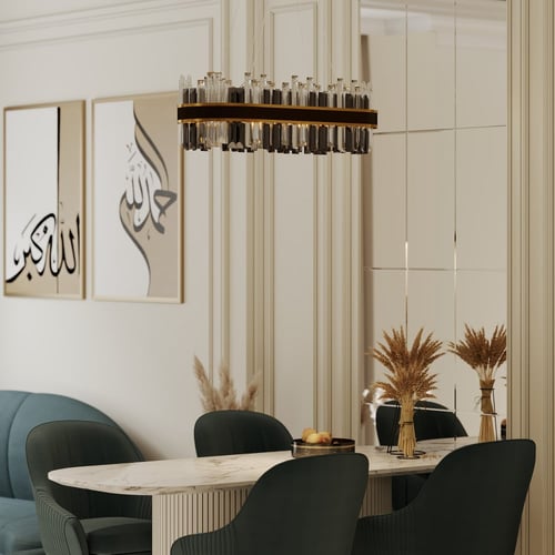 ثريا كرستال مع حزام بني شكل بيضاوي