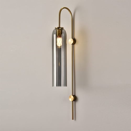 لمبة جدارية بقاعدة ذهبية زجاج رمادي