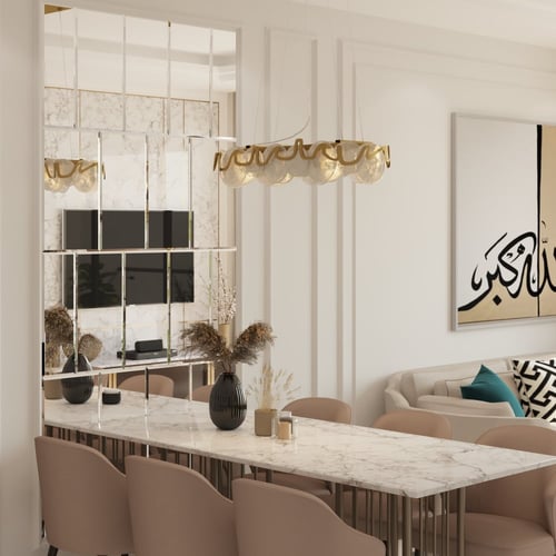 ثريا دوائر مودرن بيضاوية بحزام ذهبي