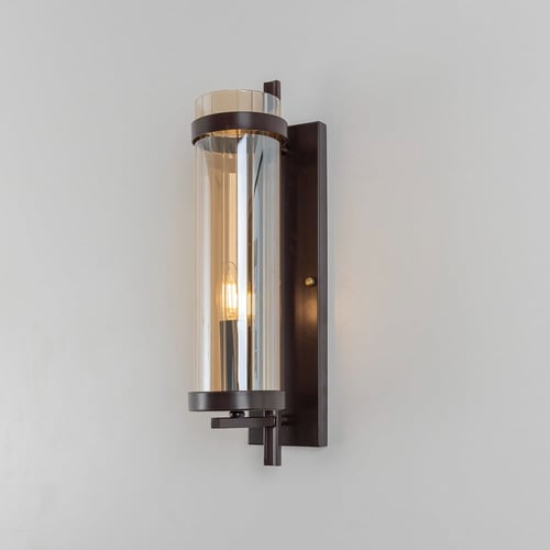 انارة جدارية كلاسيك بجرم أسود مع زجاج عسلي