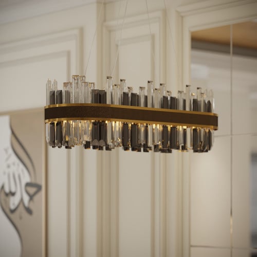 ثريا كرستال مع حزام بني شكل بيضاوي