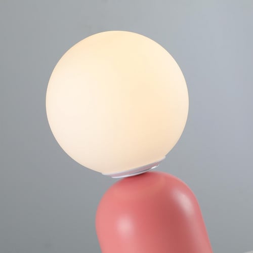 ابجورة طاولة حديد زهري مع كرة مضيئة