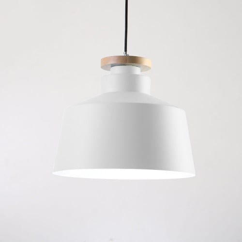 ثريا مفرد ابيض مع قاعدة خشبية مسطحة