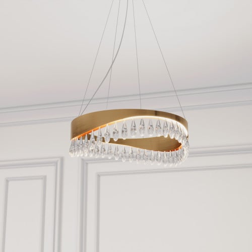 ثريا ذهبي مع كرستال شفاف حجم صغير