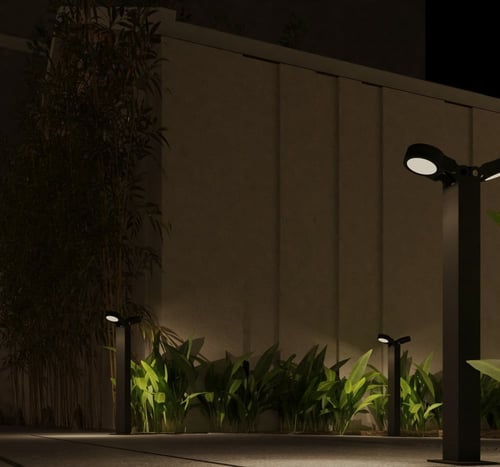 عمود انارة حدائق مع لمبتين مدمجة متحركة