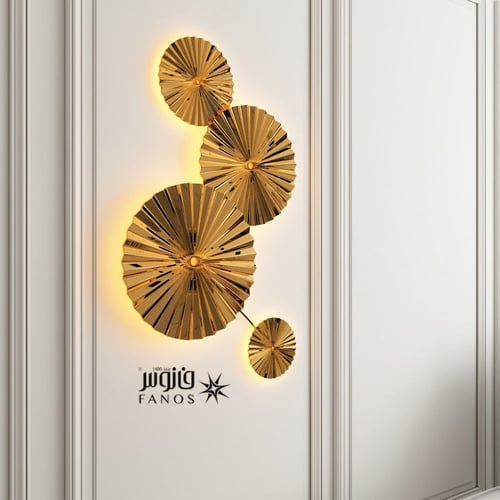 اضاءة جدارية راقية بـ 4 دوائر ذهبية