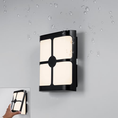 كشاف سور مربع بلون اسود وإنارة صفراء