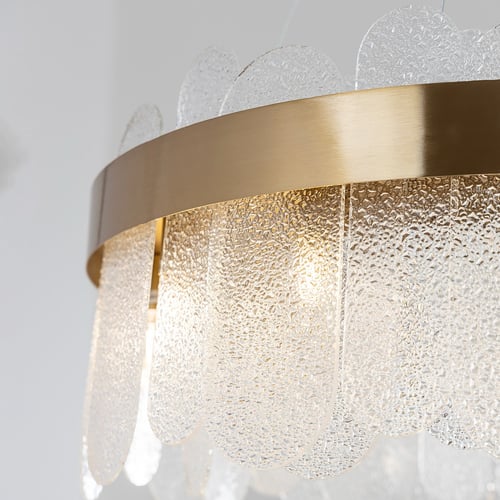 ثريا مودرن ذهبي بزجاج بيضاوي قطر 60 سم