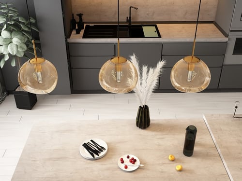 ثريا علاقي زجاج دائرة مضغوط عسلي