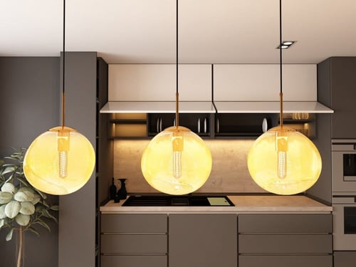 ثريا علاقي زجاج دائرة مضغوط عسلي