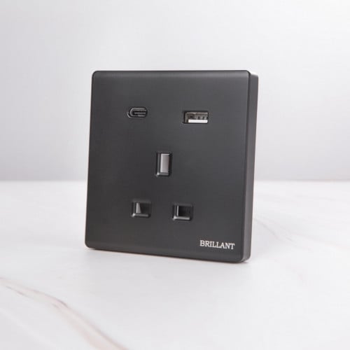 فيش ثنائي المنفذ USB مودرن اسود برلنت