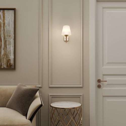 اضاءة جدران داخلية كلاسيكة ذهبية زجاج مطفي مفرد