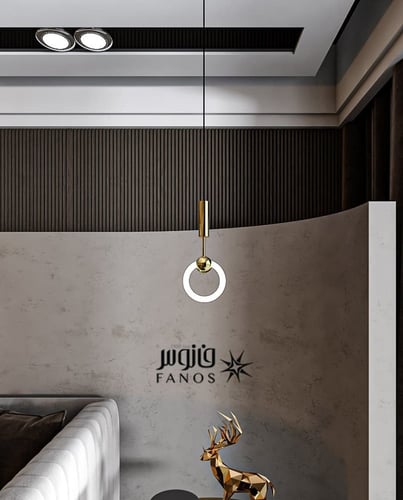 ثريا مفرد علاقي ذهبية مودرن شكل دائرة