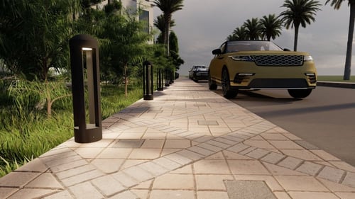 عمود إنارة حدائق دائرة أربع إتجاهات باللون الأسود