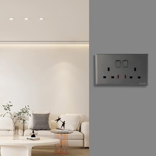 فيش كهربي مجوز 13A رمادي برلنت لايت