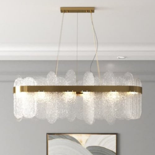 ثريا مودرن ذهبية وسط بزجاج بيضاوي