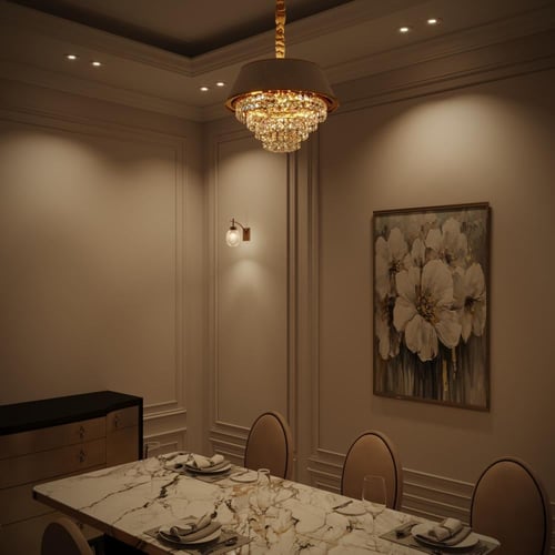 ثريا كريستال ذهبي مع جلد ابيض