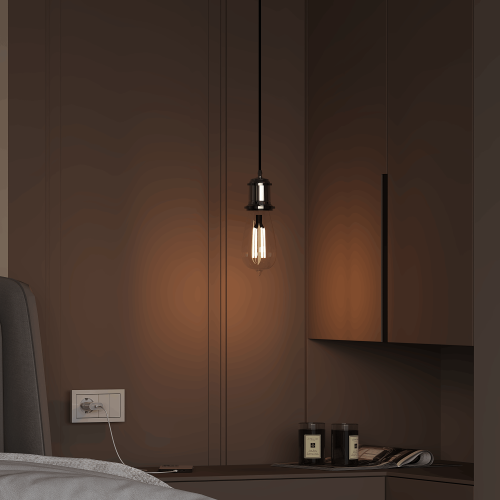 إضاءة معلقة معدنية لون فضي وذهبي