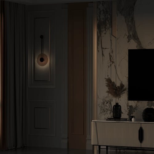 ابليك جداري دائري مودرن مع حلقة ذهبية