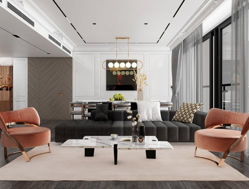 ثريا طويلة 5 لمبات دوائر