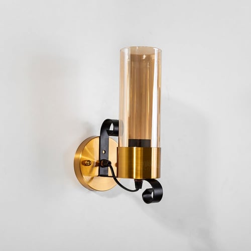 ابليك جداري كلاسيك بجرم ذهبي مع زجاج عسلي