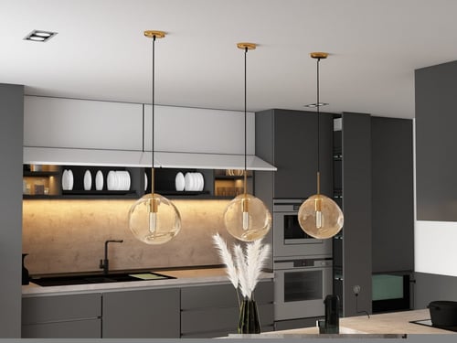 ثريا علاقي زجاج دائرة مضغوط عسلي