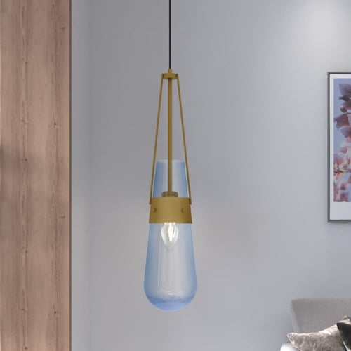 ثريا علاقية مفرد ذهبية مع زجاج أزرق