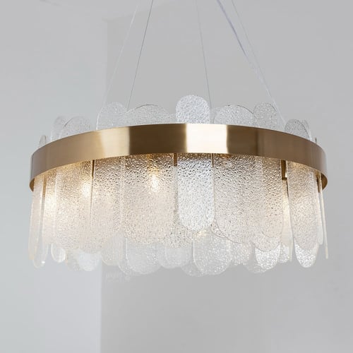 ثريا مودرن ذهبي بزجاج بيضاوي قطر 60 سم