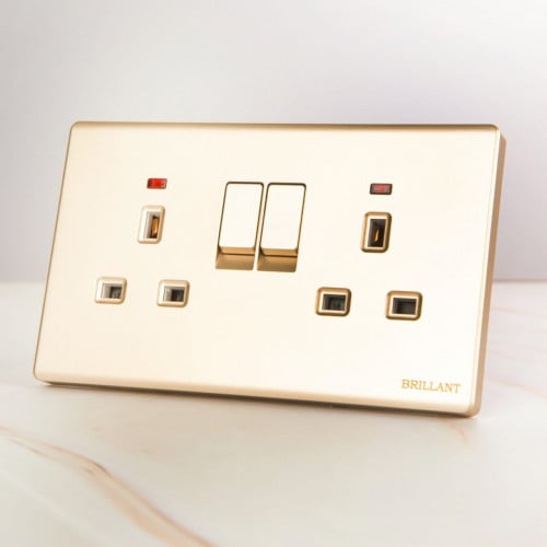 فيش ثنائي 13A برلنت مودرن ذهبي