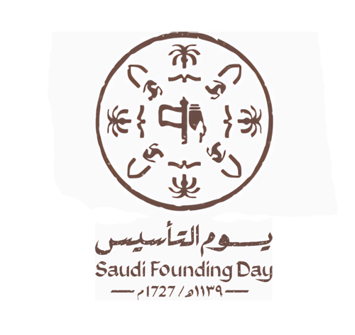 استيكر يوم التأسيس ابيض على باب السيارة