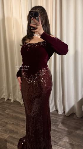 فستان جوخ مخمل مع ترتر