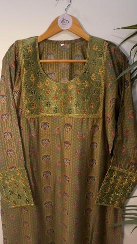 جلابيه نسائيه زيتي ( اكس لارج -دبل اكس لارج )