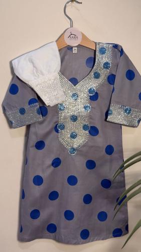 طقم جلابيه اطفال رمضانيه ازرق رمادي