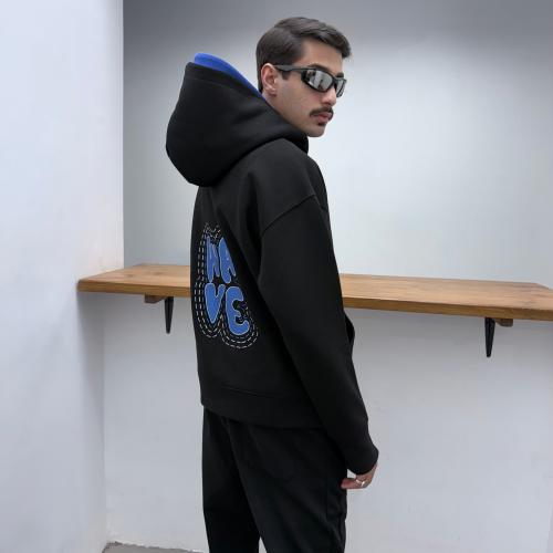 بلوفر دبل كاب أسود - Black Double Cap