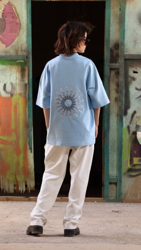 طقم سماوي مع بنطلون - Light Blue Pants Set