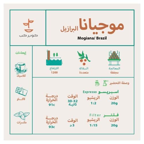 قهوة كوبر كب موجيانا البرازيل مجففة