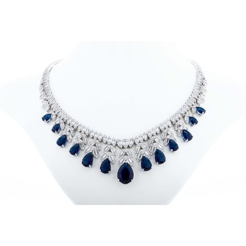 طقم زركون فضي ازرق