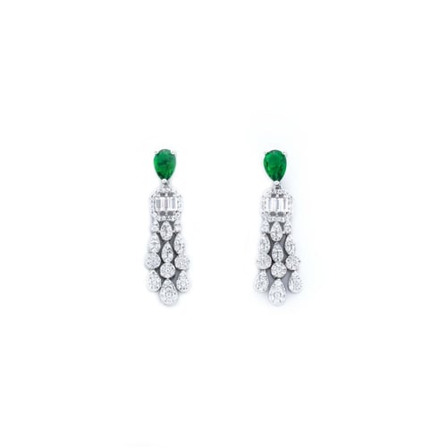 طقم زركون فضي اخضر