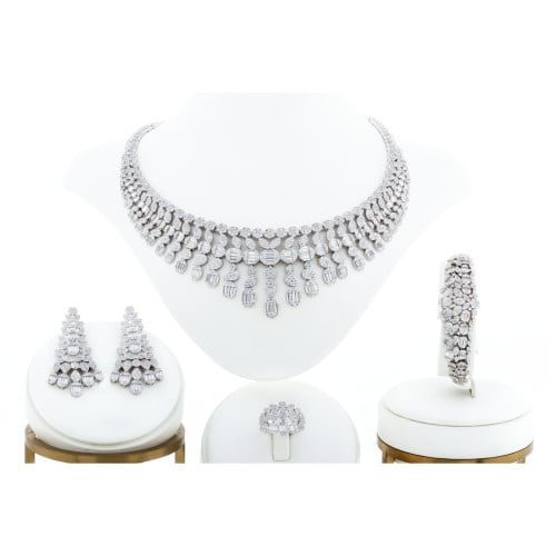 طقم زركون فضي فاخر